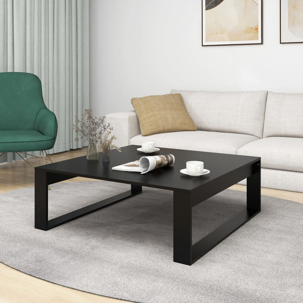 vidaXL Coffee Table Black 100x100x35 cm Engineered Wood - Sudd