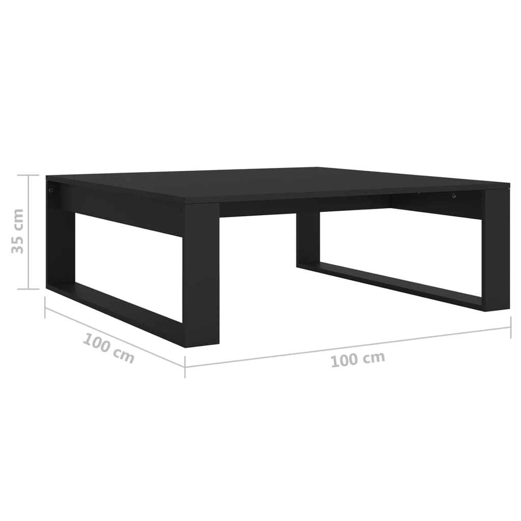 vidaXL Coffee Table Black 100x100x35 cm Engineered Wood - Sudd