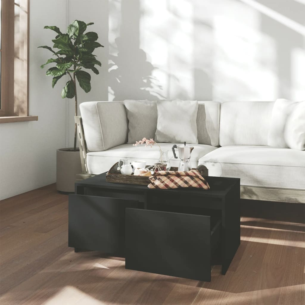 vidaXL Coffee Table Black 90x50x41.5 cm Engineered Wood - Sudd