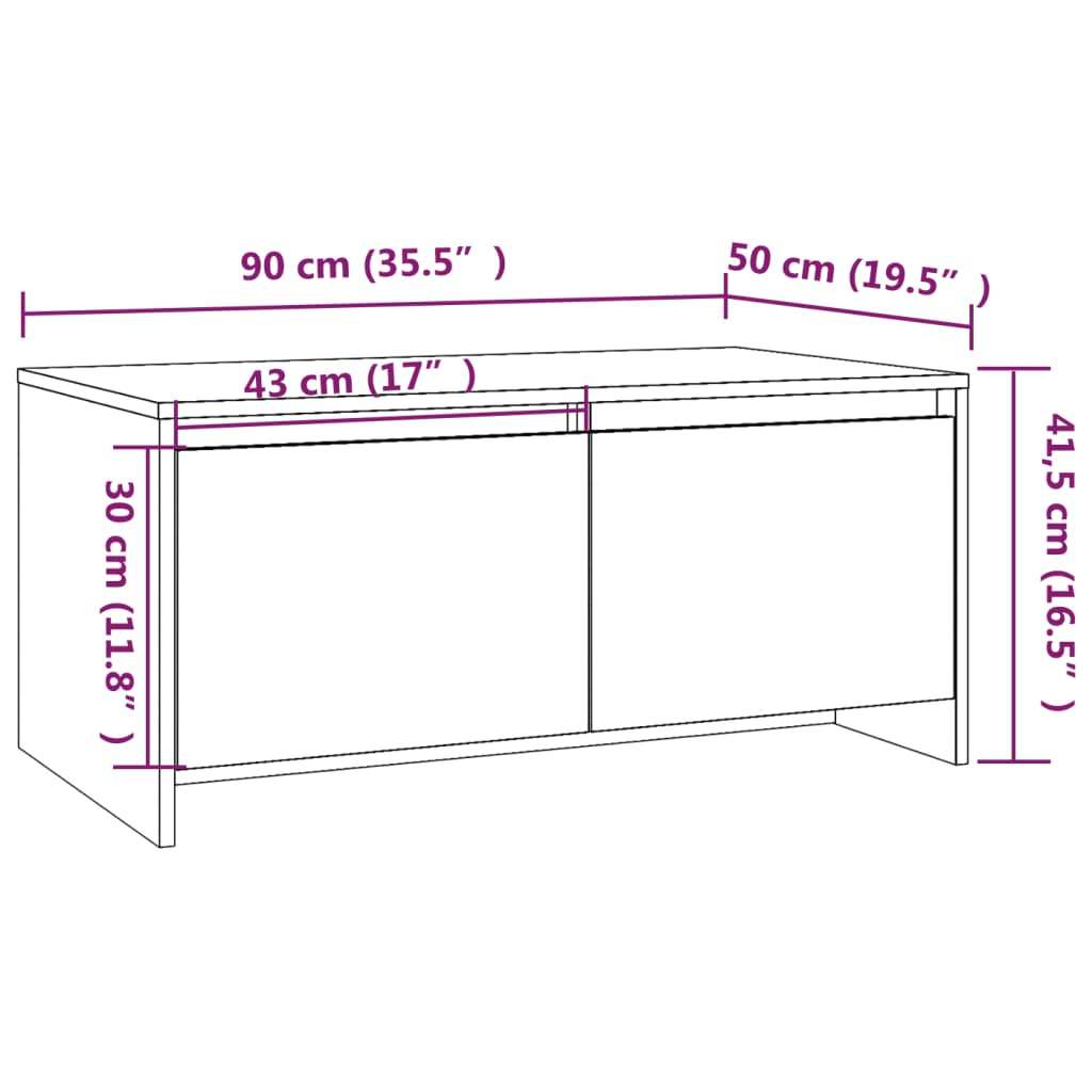 vidaXL Coffee Table Black 90x50x41.5 cm Engineered Wood - Sudd