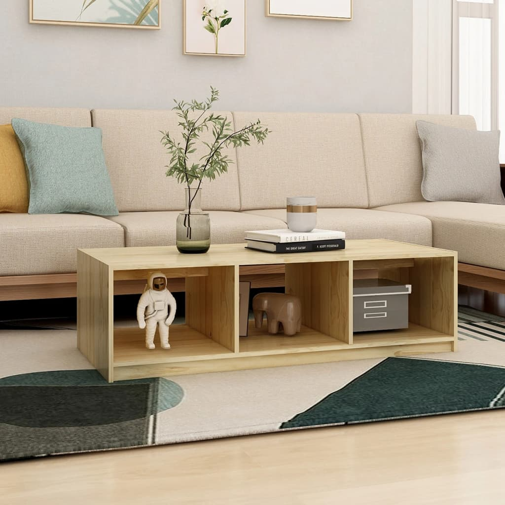 vidaXL Coffee Table 110x50x34 cm Solid Pinewood - Sudd