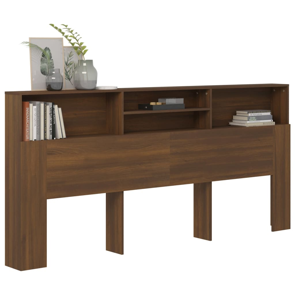 vidaXL Headboard Cabinet Brown Oak 220x19x103.5 cm - Sudd