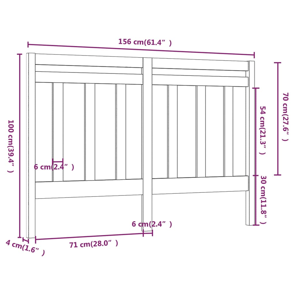 vidaXL Bed Headboard Honey Brown 156x4x100 cm Solid Wood Pine - Sudd