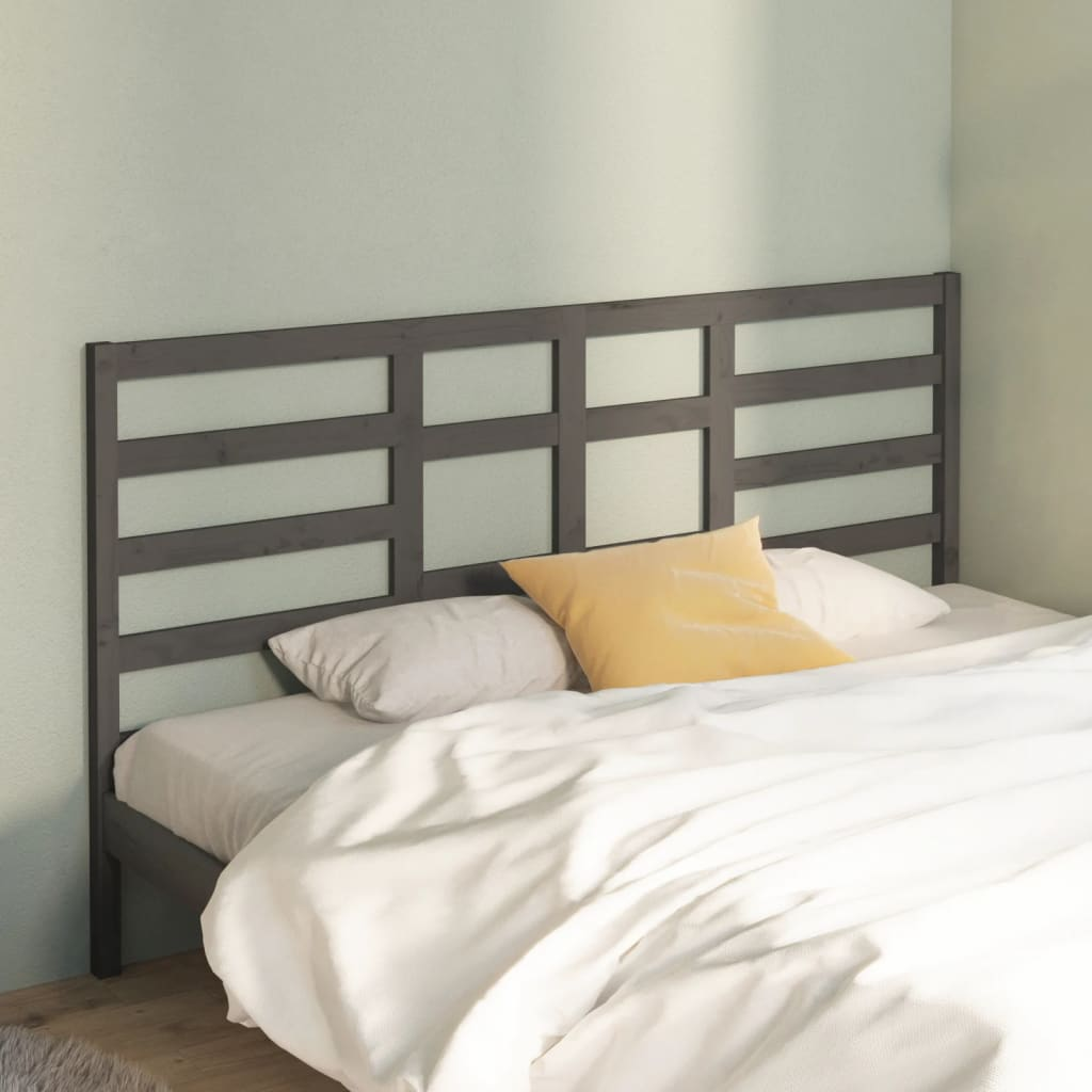 vidaXL Bed Headboard Grey 206x4x104 cm Solid Wood Pine - Sudd