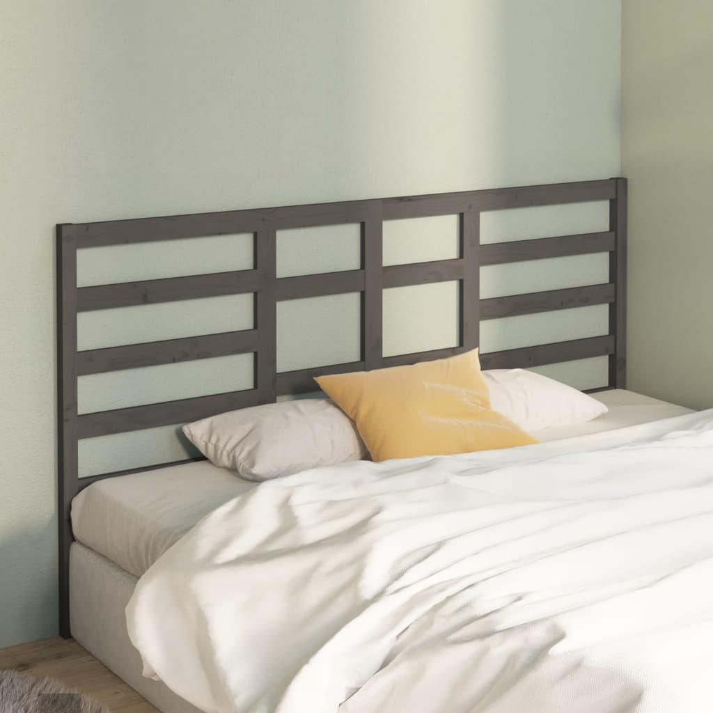 vidaXL Bed Headboard Grey 206x4x104 cm Solid Wood Pine - Sudd