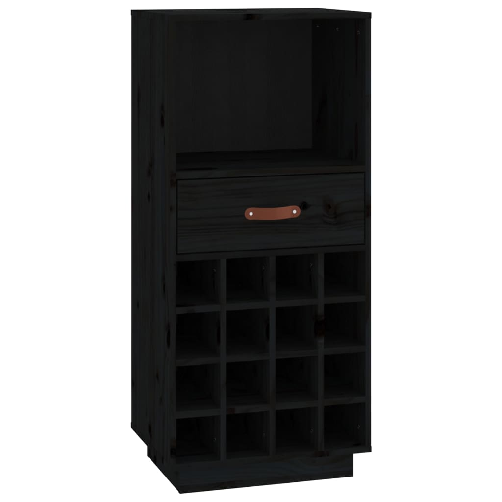 vidaXL Wine Cabinet Black 45x34x100 cm Solid Wood Pine - Sudd