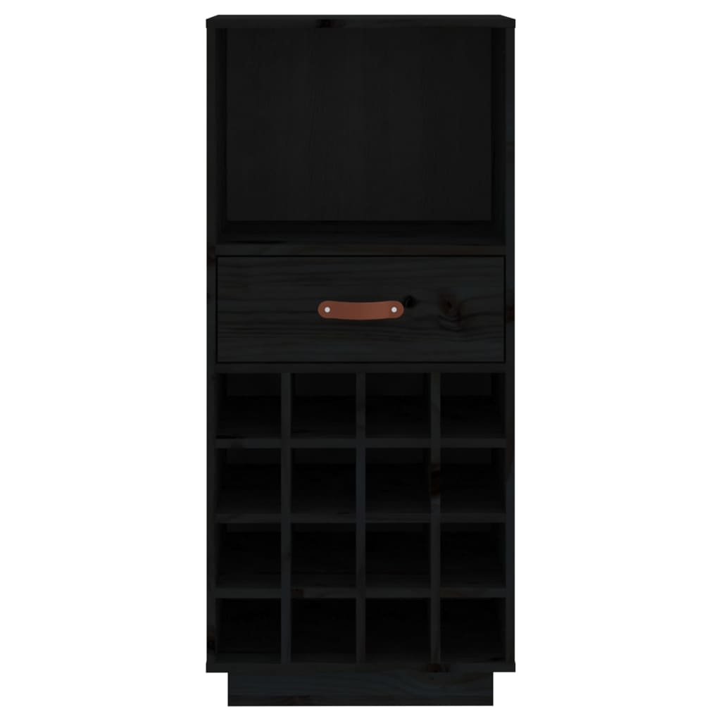 vidaXL Wine Cabinet Black 45x34x100 cm Solid Wood Pine - Sudd