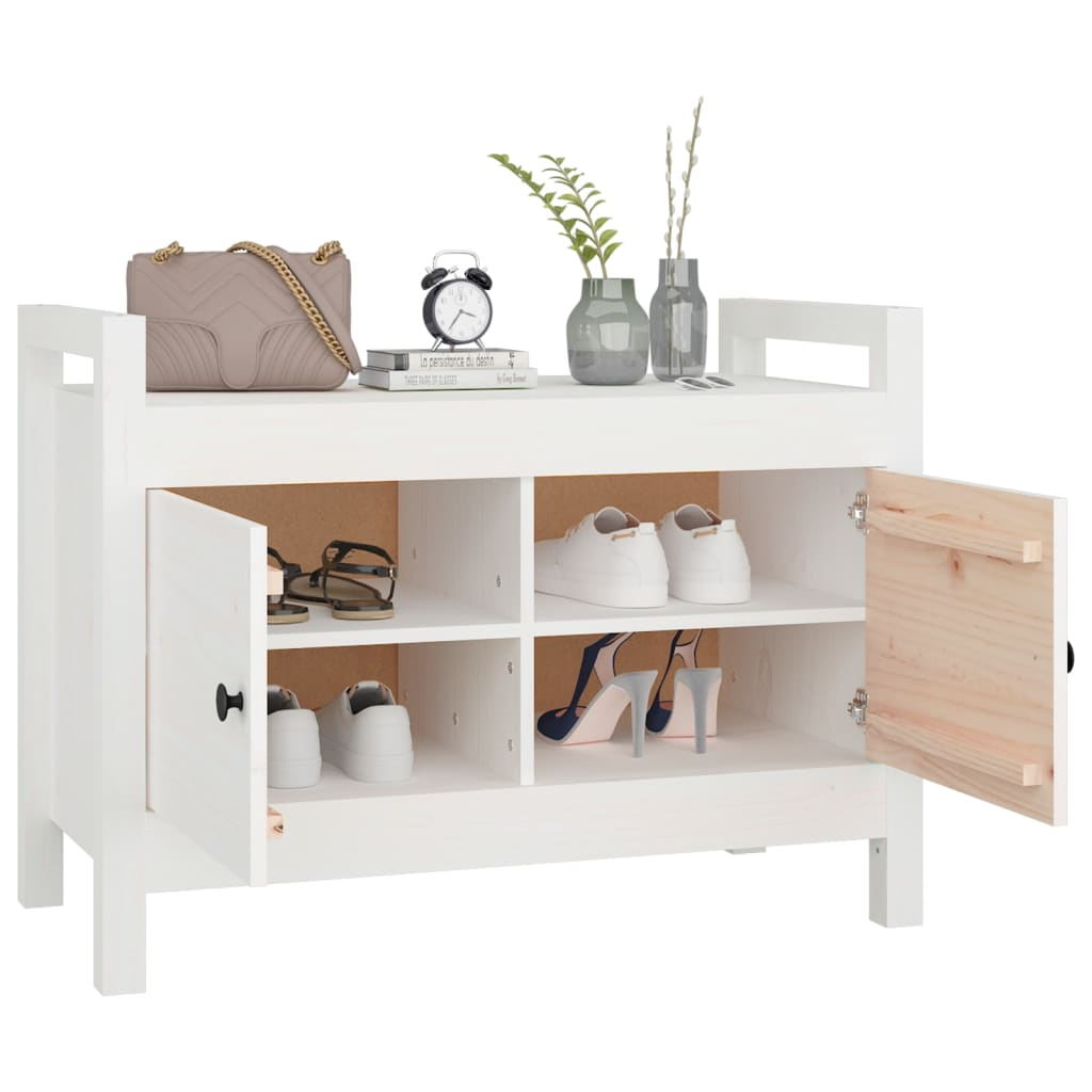 vidaXL Hall Bench White 80x40x60 cm Solid Wood Pine - Sudd