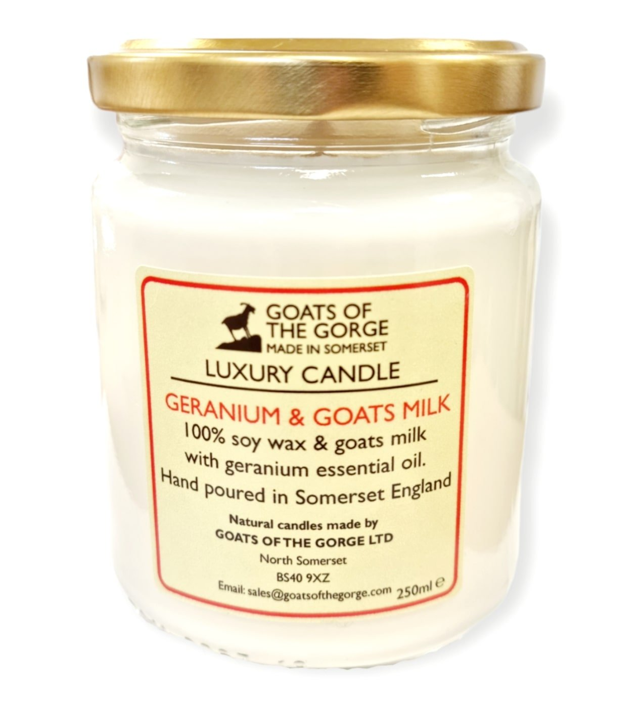 Goats Milk Geranium Candle - Handmade Scented Candle with 100% Soy Wax - Sudd