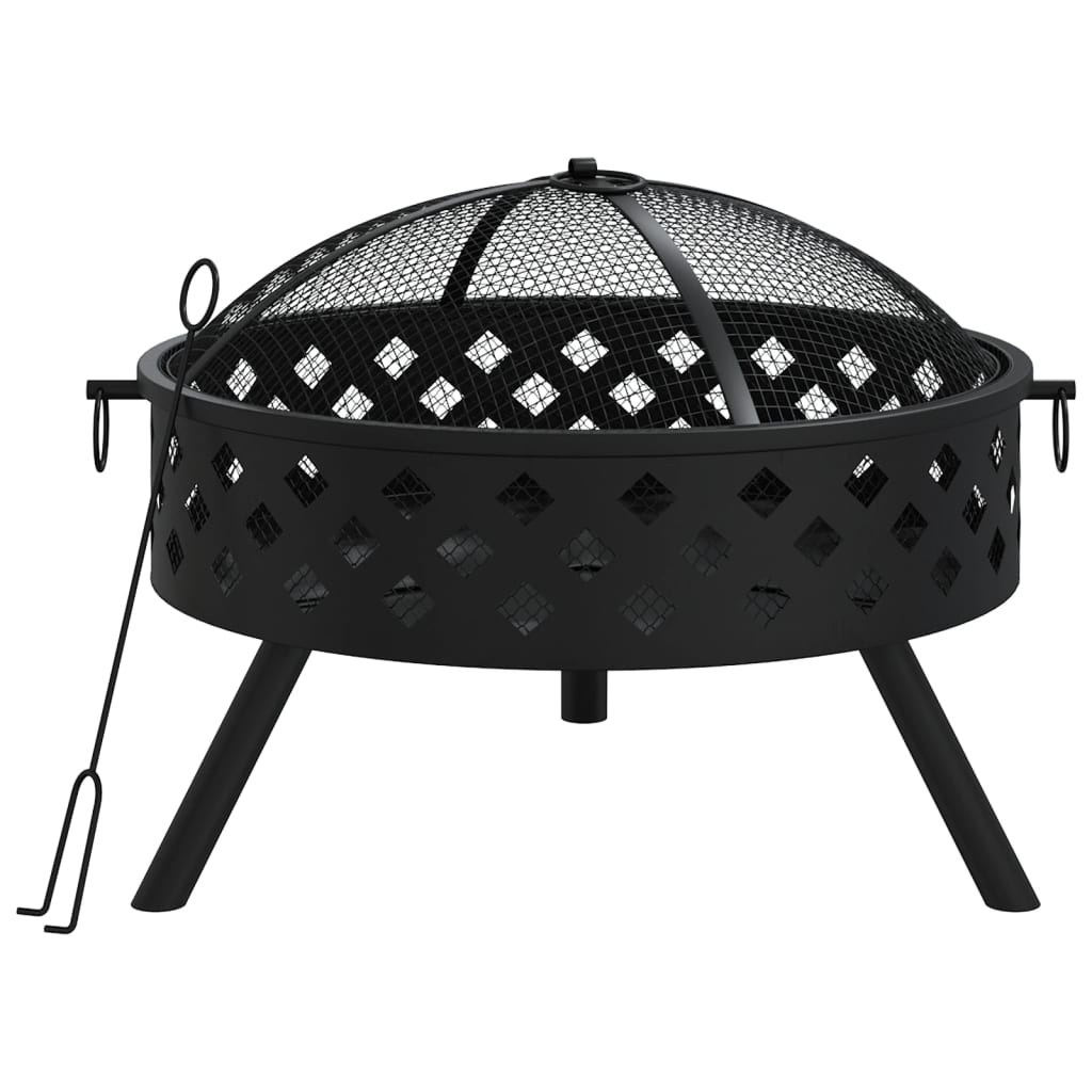 vidaXL Fire Pit with Poker 58 cm XXL Steel - Sudd