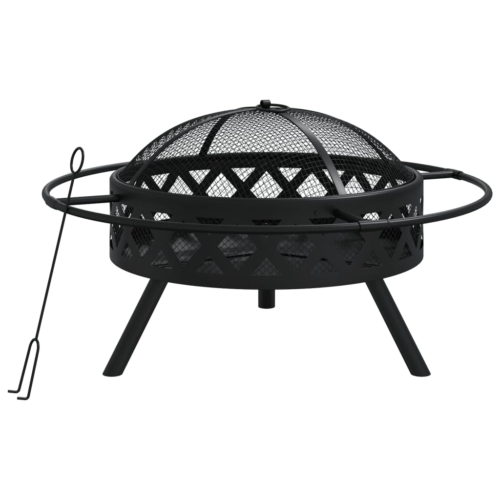 vidaXL Fire Pit with Poker 70 cm XXL Steel - Sudd