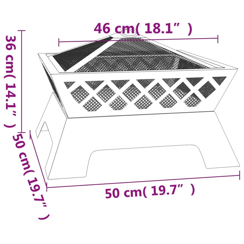 vidaXL Fire Pit with Poker 50 cm XXL Steel - Sudd