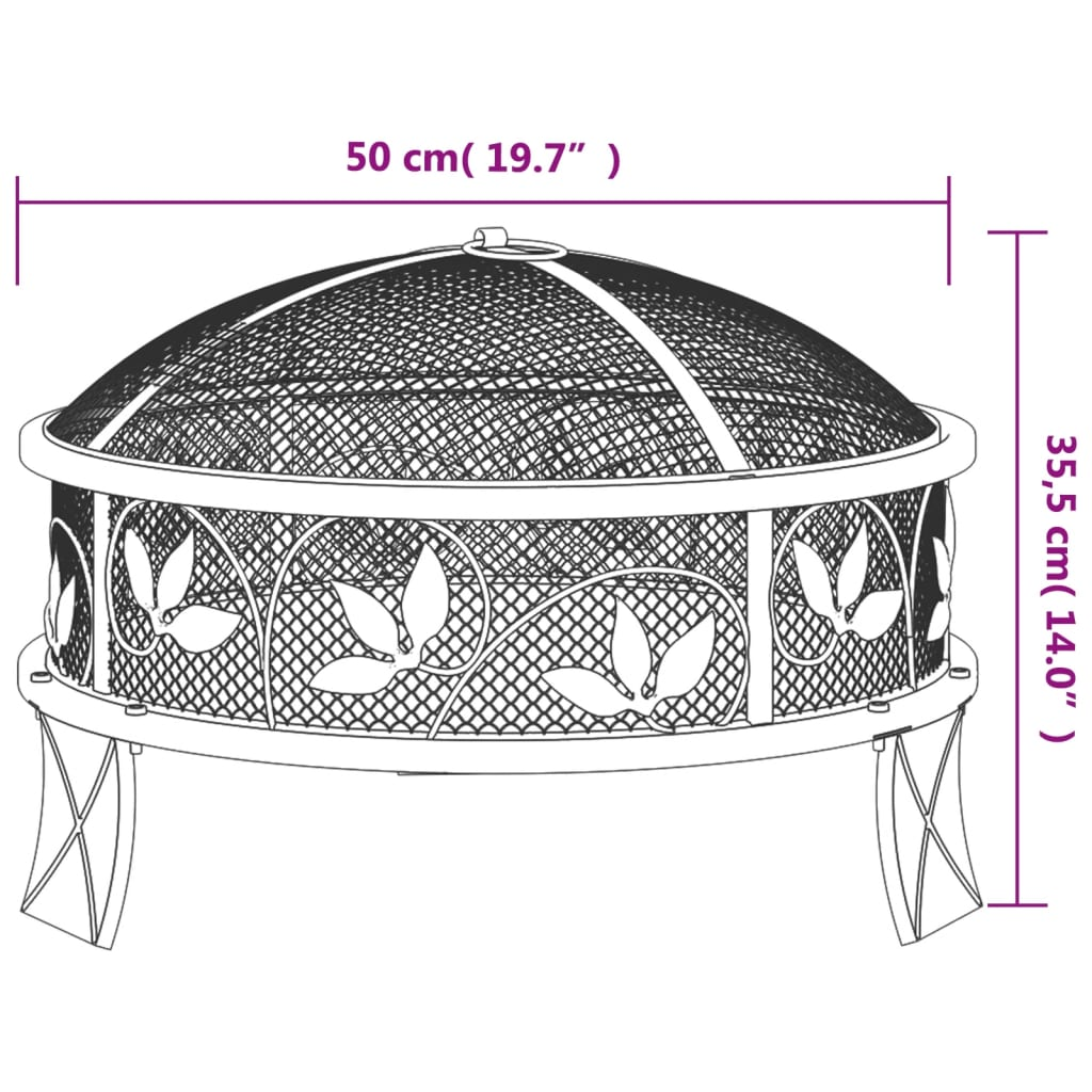 vidaXL Fire Pit with Poker 50 cm XXL Steel - Sudd