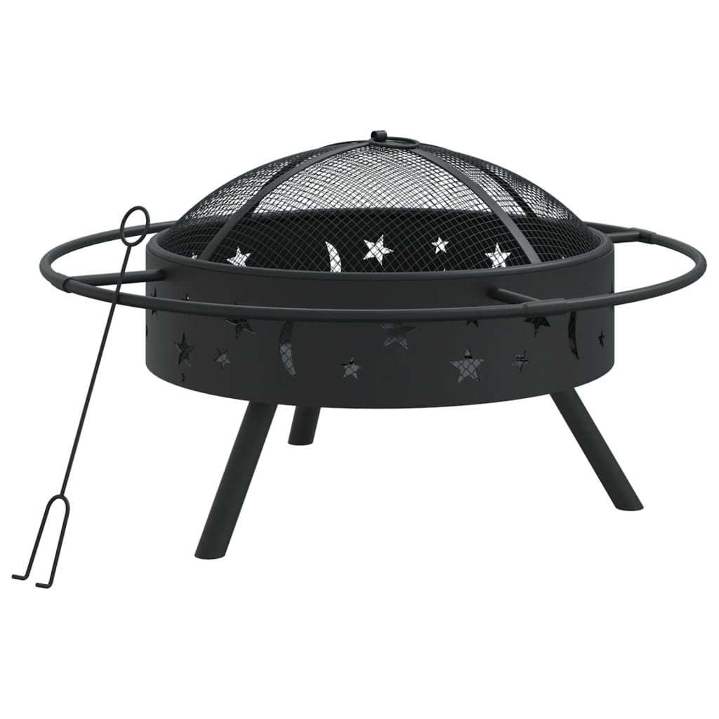 vidaXL Fire Pit with Poker 70 cm XXL Steel - Sudd