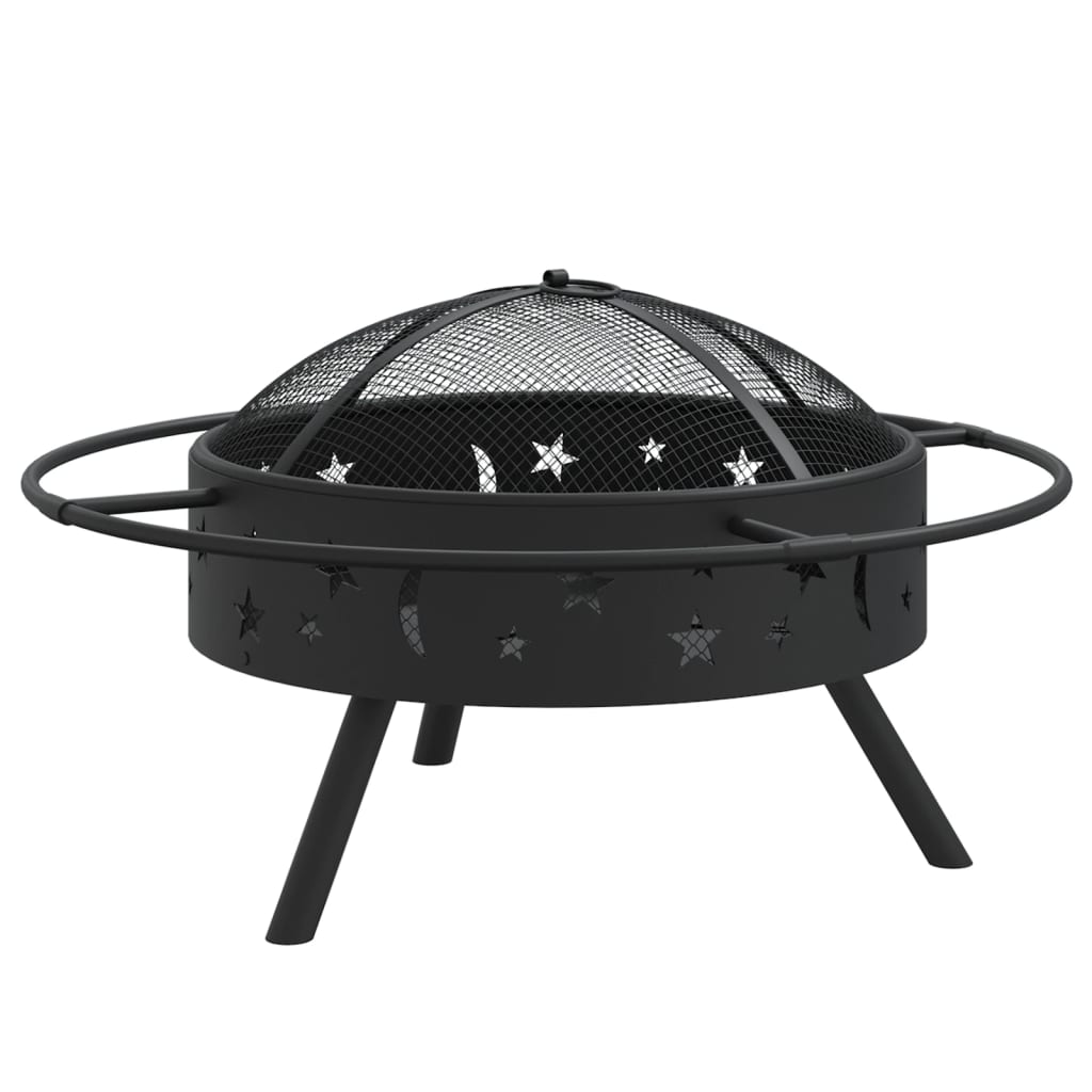 vidaXL Fire Pit with Poker 70 cm XXL Steel - Sudd