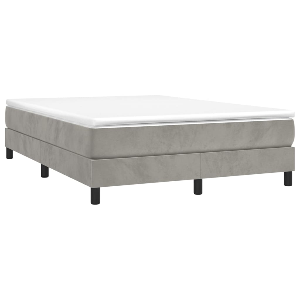 vidaXL Bed Frame Light Grey 135x190 cm Double Velvet - Sudd