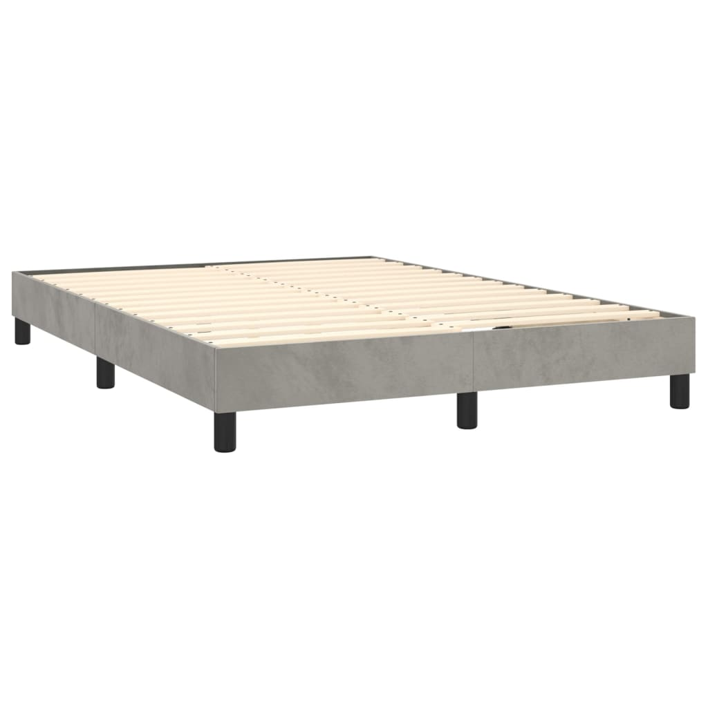 vidaXL Bed Frame Light Grey 135x190 cm Double Velvet - Sudd