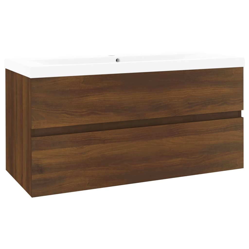 vidaXL Sink Cabinet with Built-in Basin Brown Oak Engineered Wood - Sudd