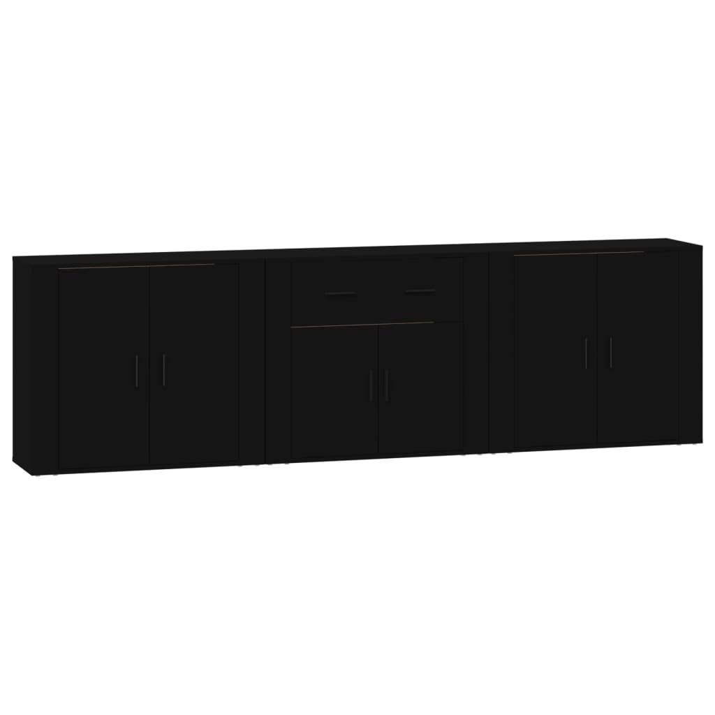 vidaXL Sideboards 3 pcs Black Engineered Wood - Sudd