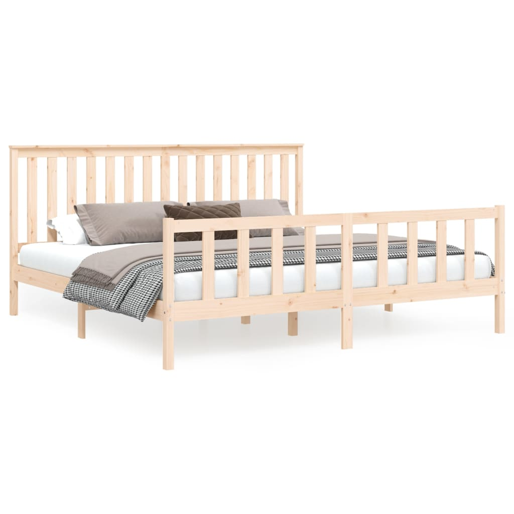 vidaXL Bed Frame with Headboard 180x200 cm Super King Solid Wood Pine - Sudd