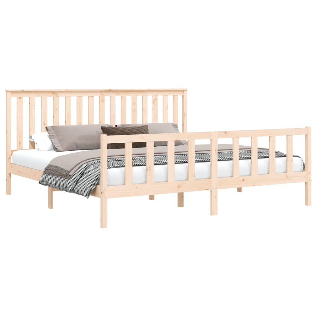 vidaXL Bed Frame with Headboard 180x200 cm Super King Solid Wood Pine - Sudd