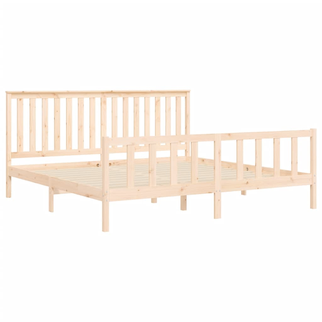 vidaXL Bed Frame with Headboard 180x200 cm Super King Solid Wood Pine - Sudd