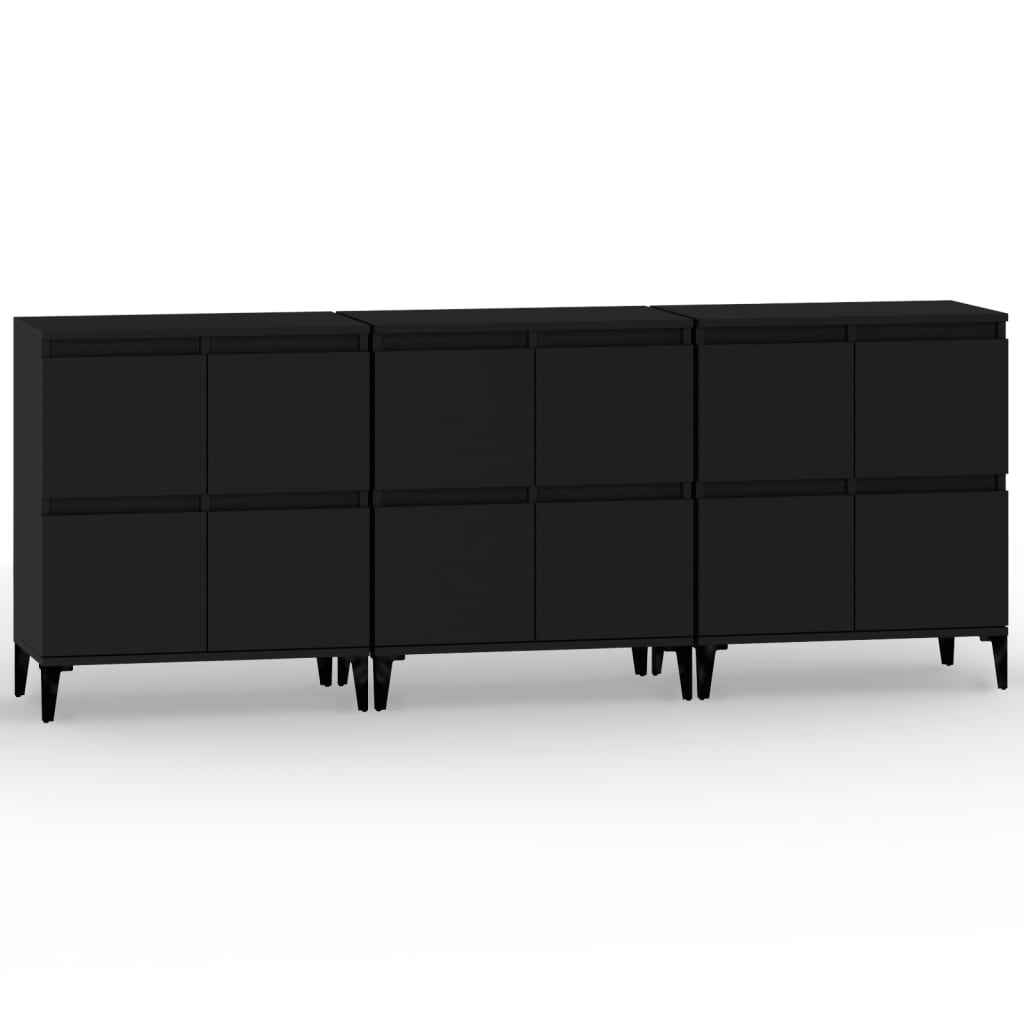 vidaXL Sideboards 3 pcs Black 60x35x70 cm Engineered Wood - Sudd