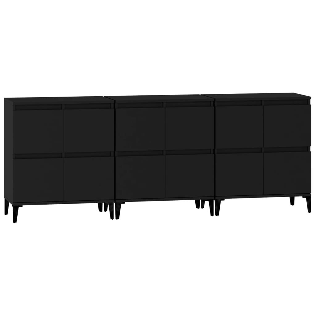 vidaXL Sideboards 3 pcs Black 60x35x70 cm Engineered Wood - Sudd