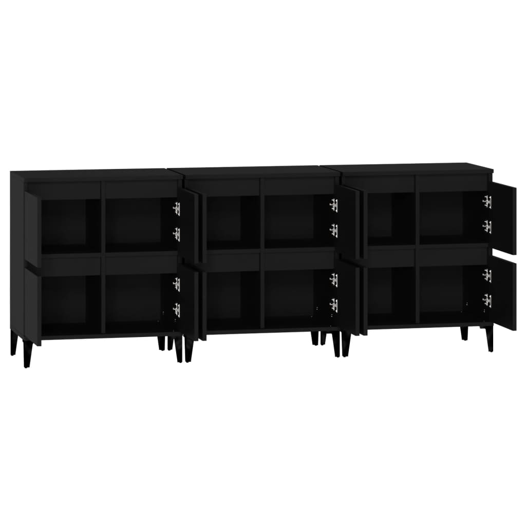 vidaXL Sideboards 3 pcs Black 60x35x70 cm Engineered Wood - Sudd