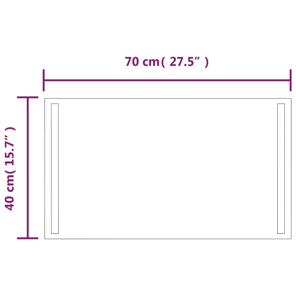 LED Bathroom Mirror 40x70 cm - Waterproof Vanity Mirror with Convenient USB Interface - Sudd