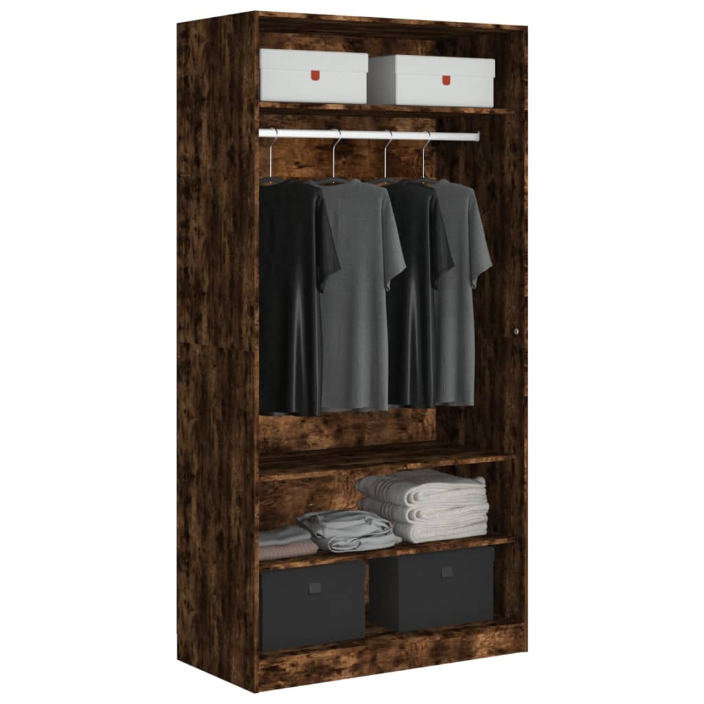 vidaXL Wardrobe Smoked Oak 100x50x200 cm Engineered Wood - Sudd