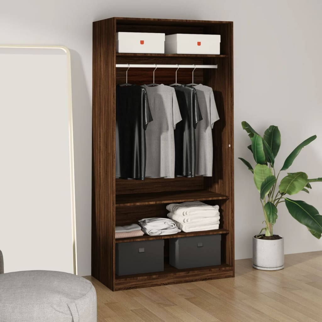 vidaXL Wardrobe Brown Oak 100x50x200 cm Engineered Wood - Sudd