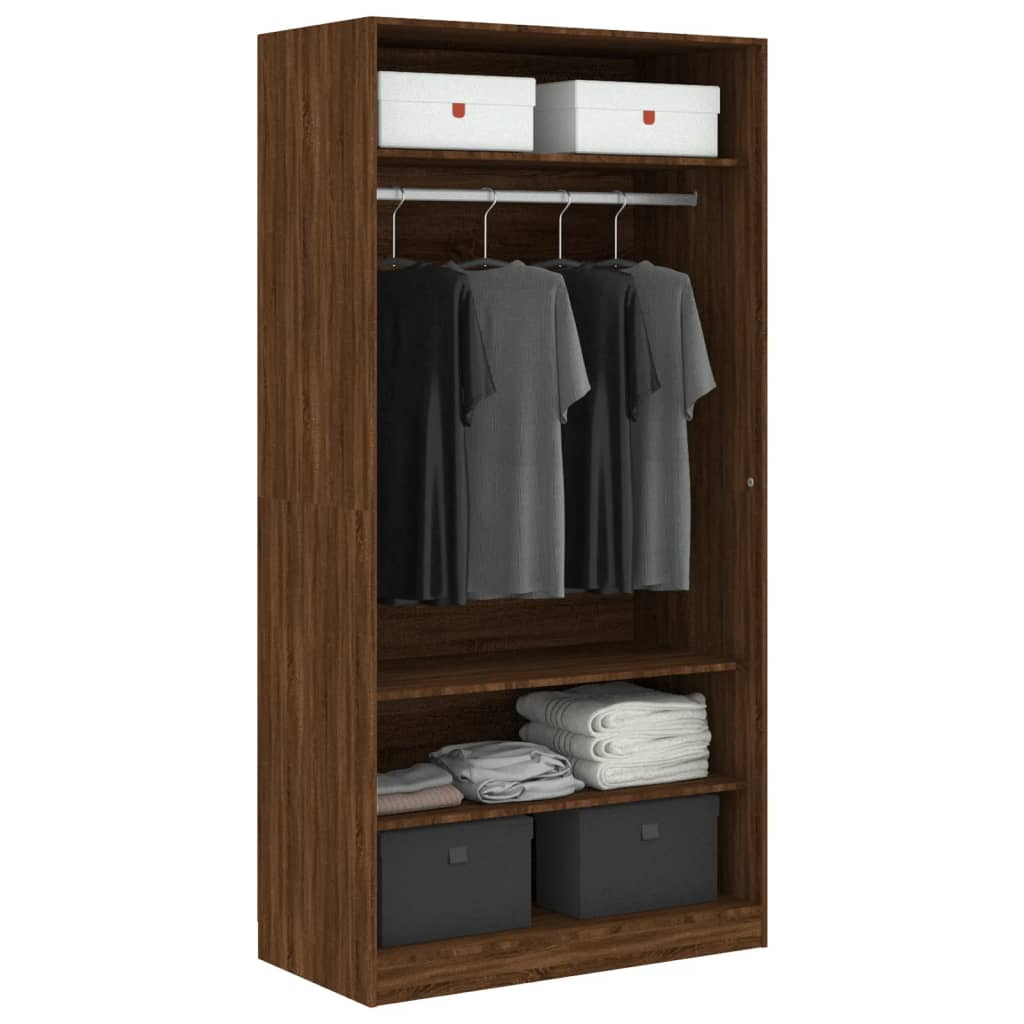 vidaXL Wardrobe Brown Oak 100x50x200 cm Engineered Wood - Sudd