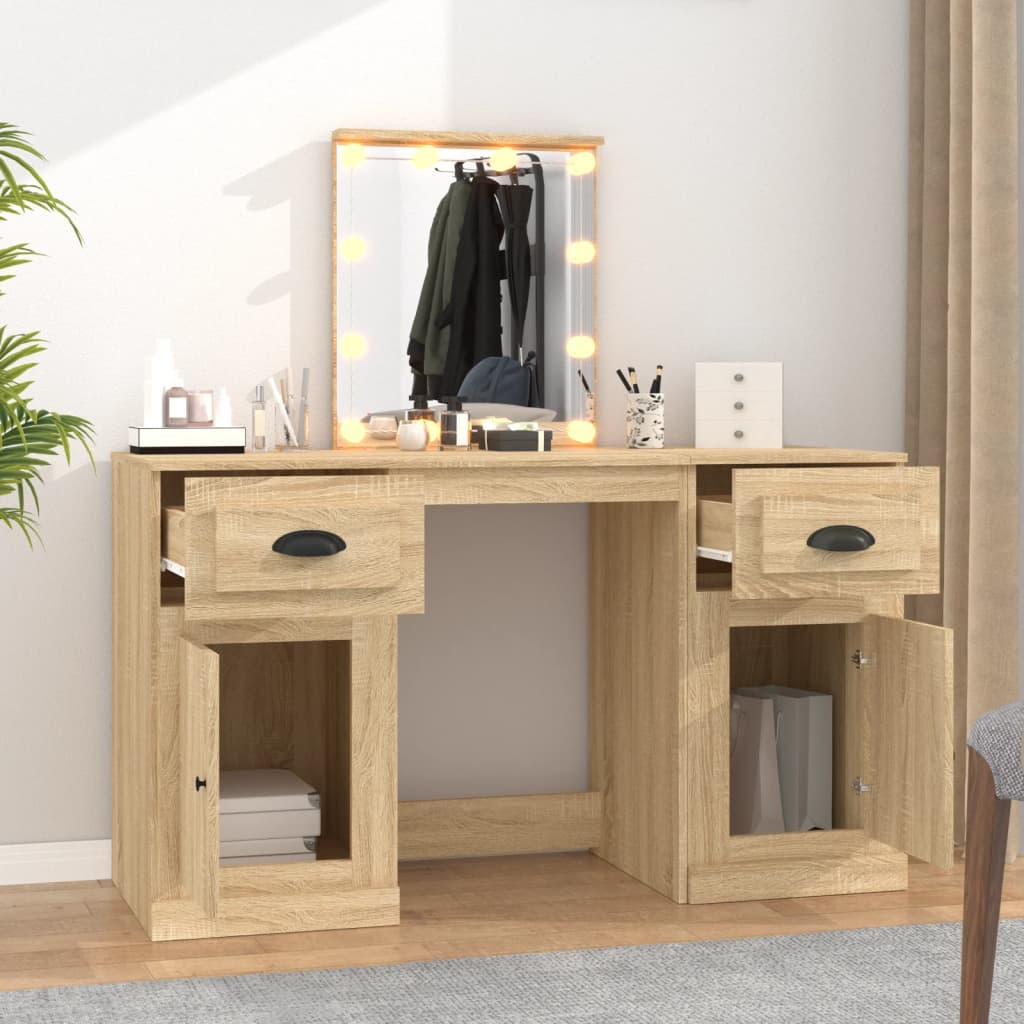 vidaXL Dressing Table with LED Sonoma Oak 130x50x132.5 cm - Sudd