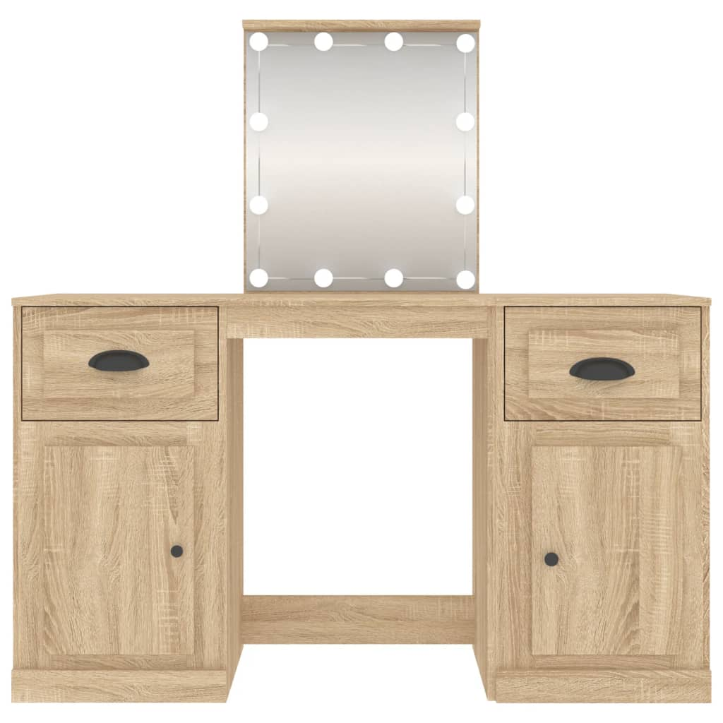 vidaXL Dressing Table with LED Sonoma Oak 130x50x132.5 cm - Sudd