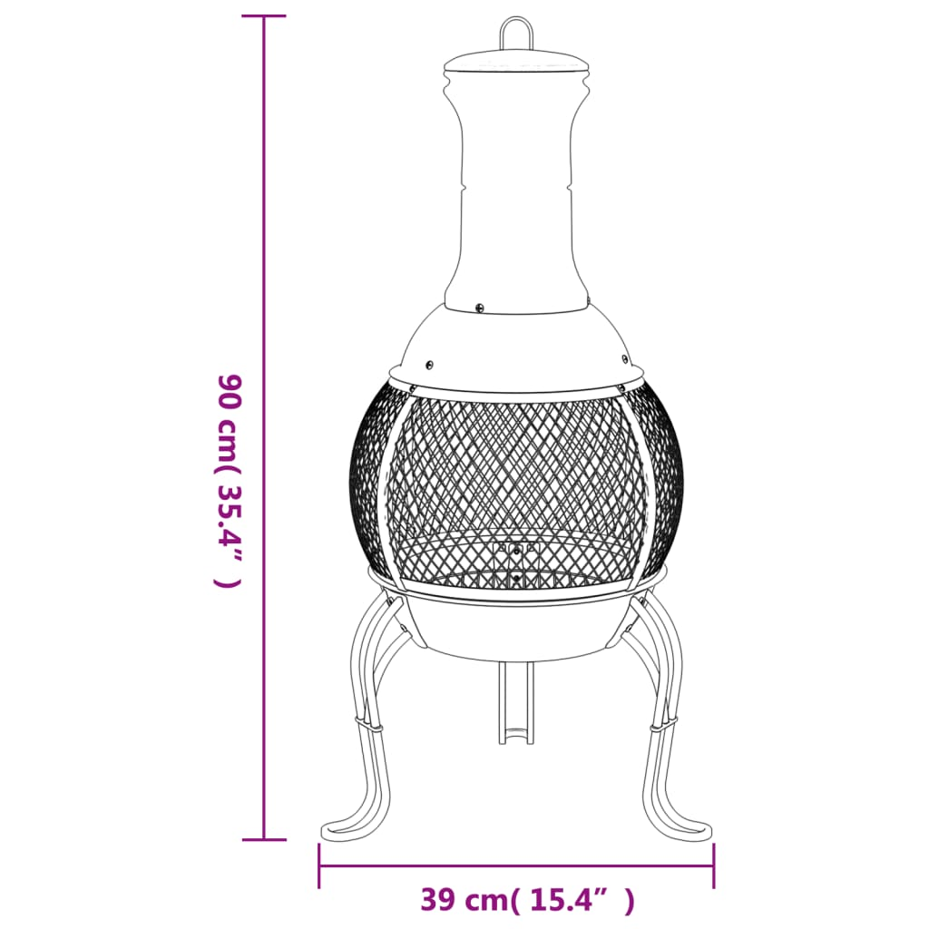 vidaXL Garden Stove with Poker 39x39x90 cm Steel - Sudd