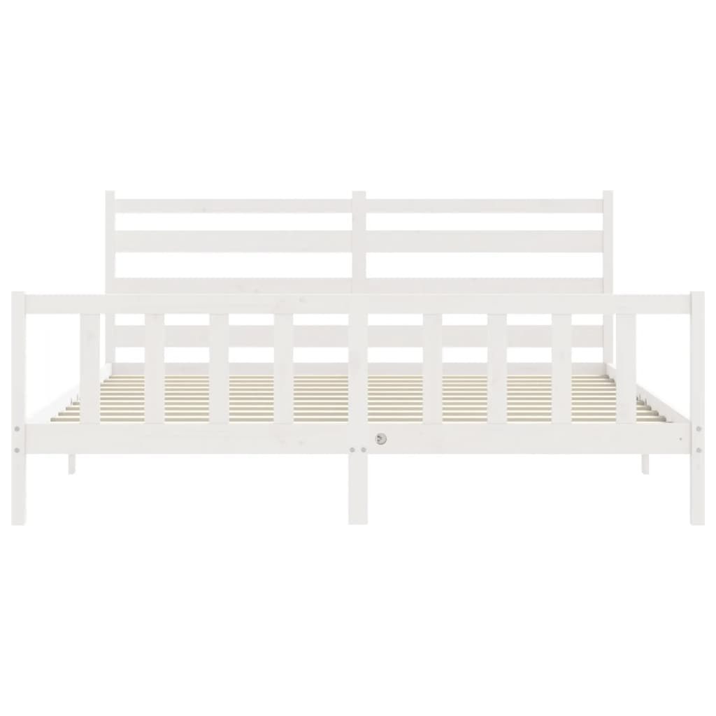 vidaXL Bed Frame with Headboard White 180x200 cm Super King Solid Wood - Sudd