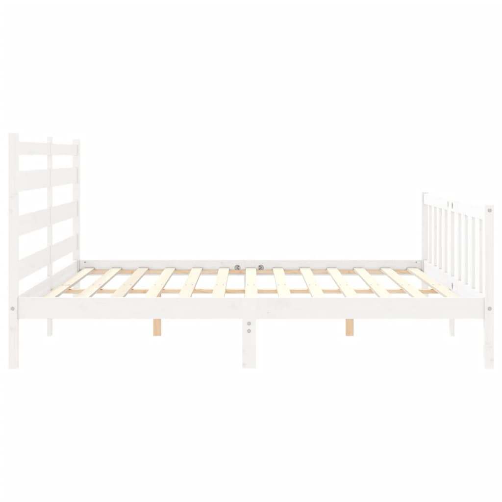 vidaXL Bed Frame with Headboard White 180x200 cm Super King Solid Wood - Sudd