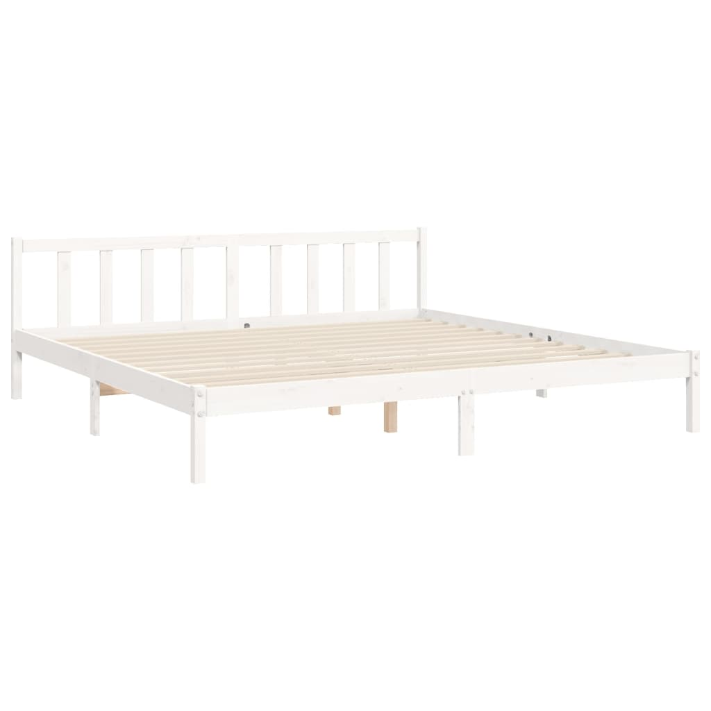 vidaXL Bed Frame with Headboard White 180x200 cm Super King Solid Wood - Sudd