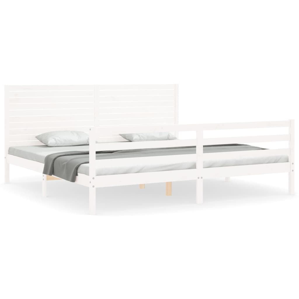 vidaXL Bed Frame with Headboard White 200x200 cm Solid Wood - Sudd