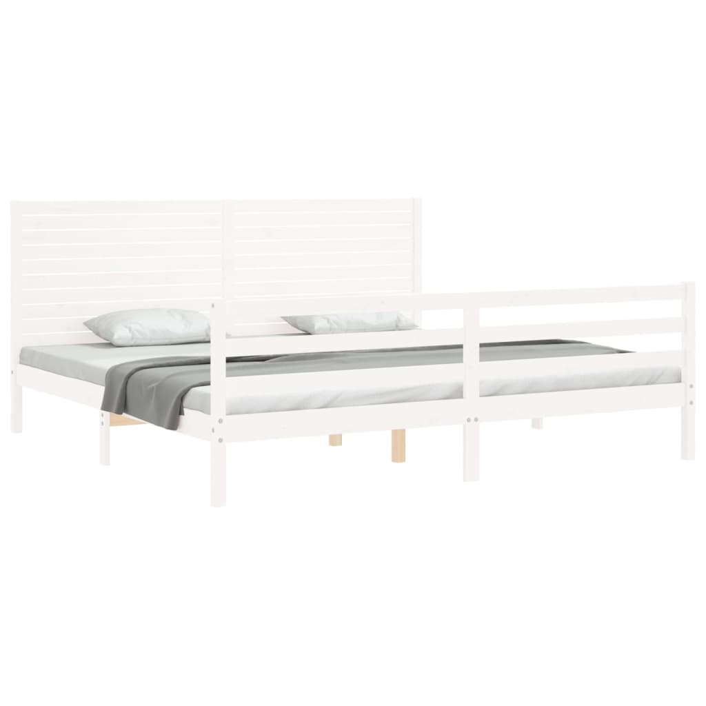 vidaXL Bed Frame with Headboard White 200x200 cm Solid Wood - Sudd