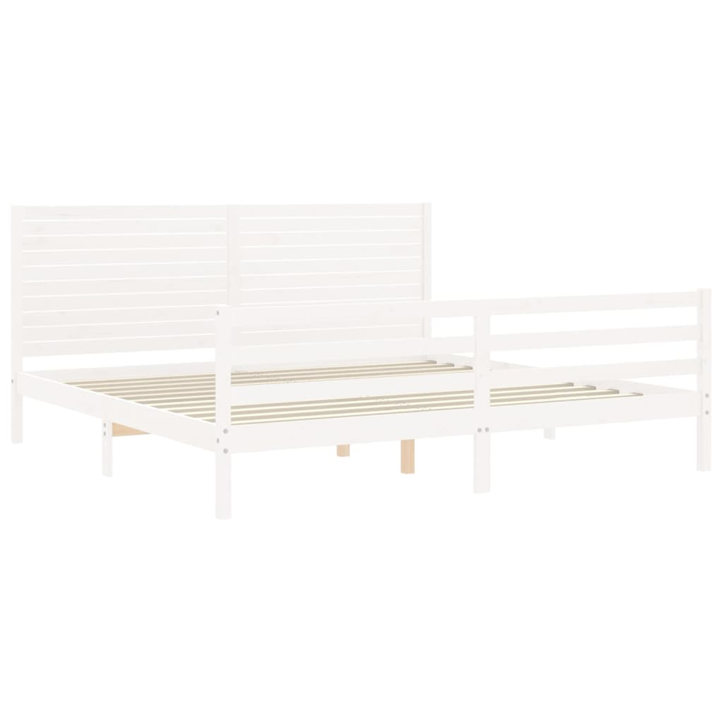 vidaXL Bed Frame with Headboard White 200x200 cm Solid Wood - Sudd