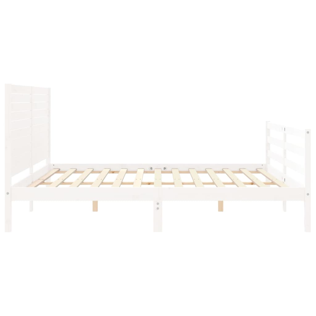 vidaXL Bed Frame with Headboard White 200x200 cm Solid Wood - Sudd