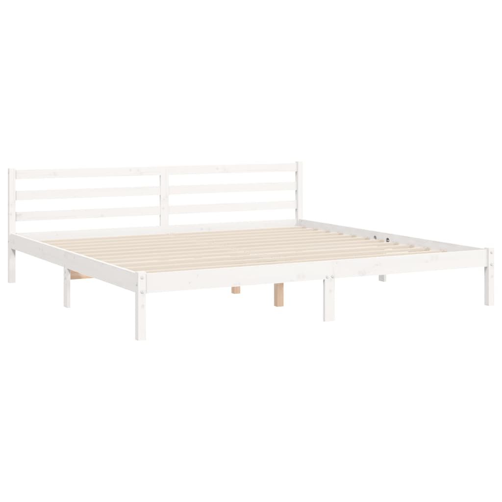 vidaXL Bed Frame with Headboard White 200x200 cm Solid Wood - Sudd