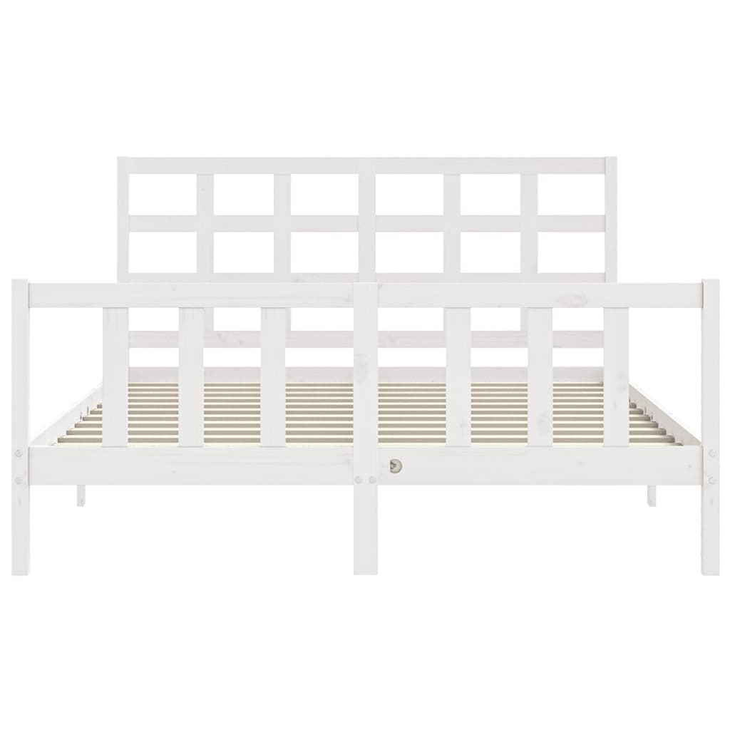 vidaXL Bed Frame with Headboard White 160x200 cm Solid Wood - Sudd