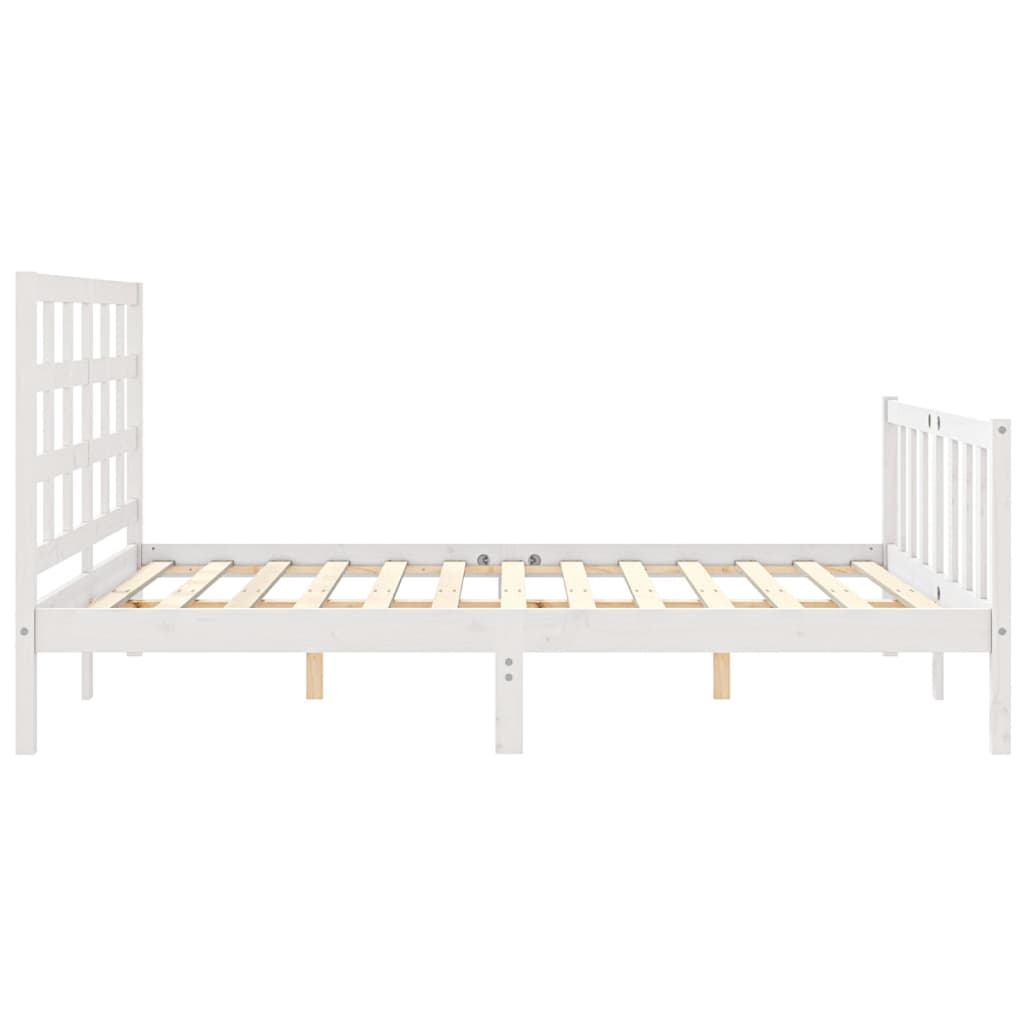 vidaXL Bed Frame with Headboard White 160x200 cm Solid Wood - Sudd