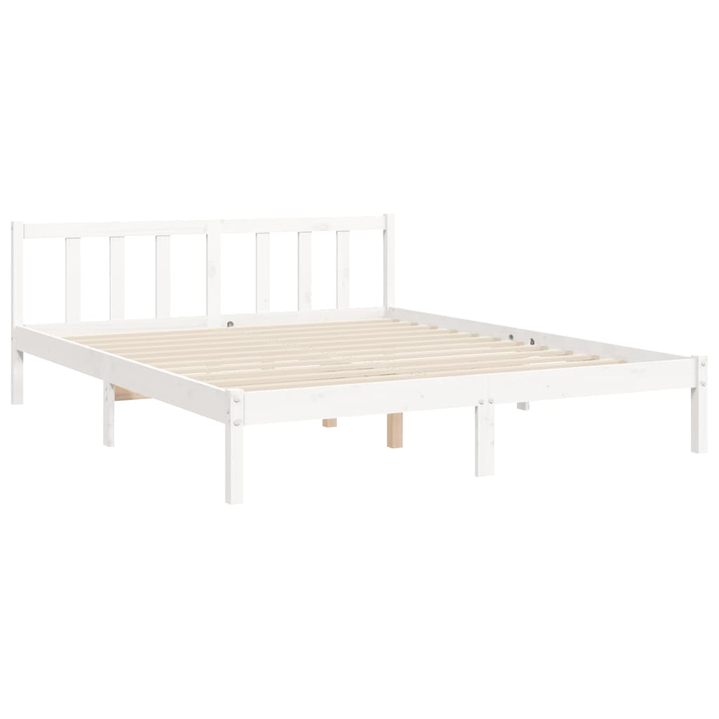 vidaXL Bed Frame with Headboard White 160x200 cm Solid Wood - Sudd