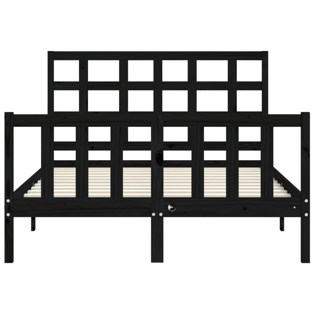 vidaXL Bed Frame with Headboard Black 140x200 cm Solid Wood - Sudd