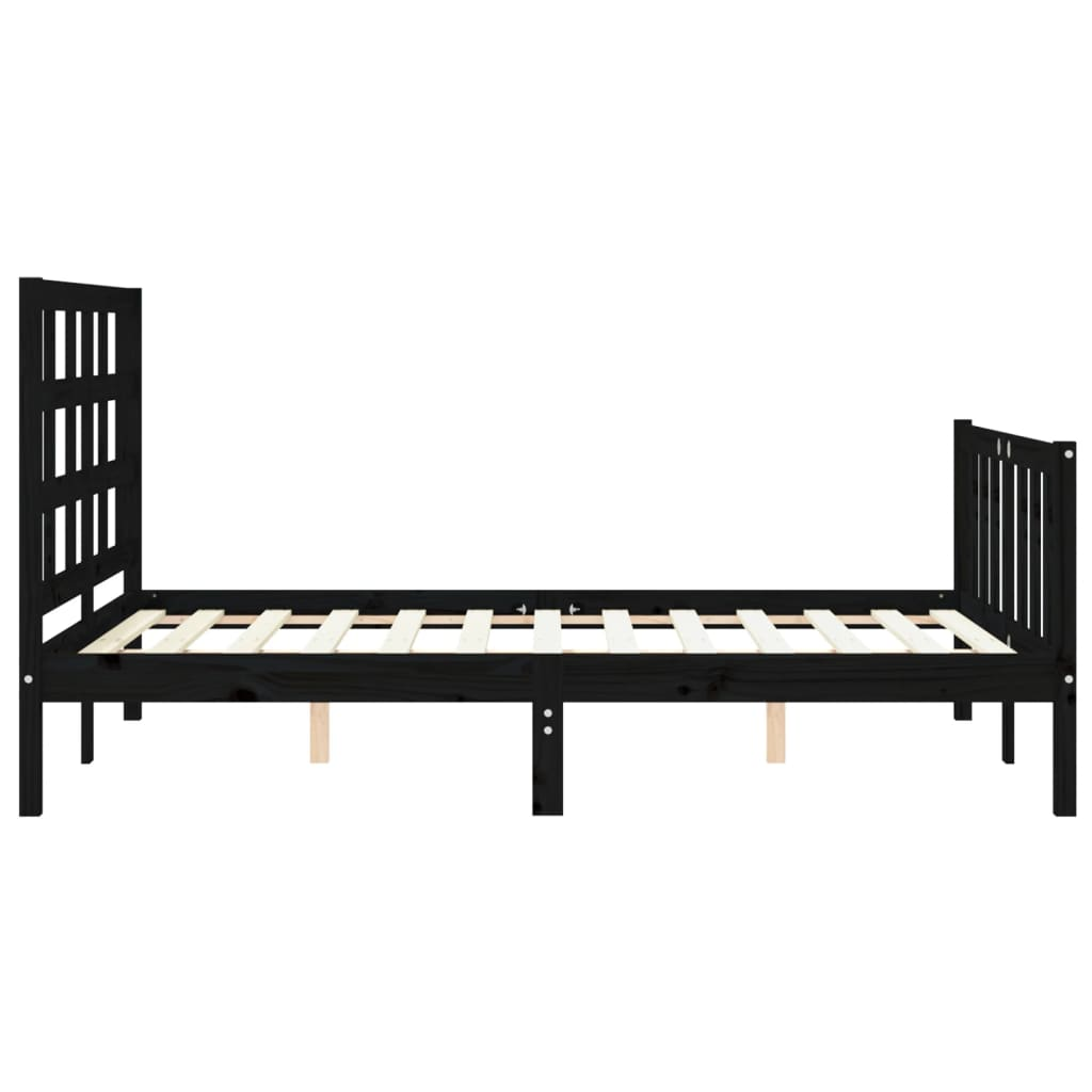 vidaXL Bed Frame with Headboard Black 140x200 cm Solid Wood - Sudd