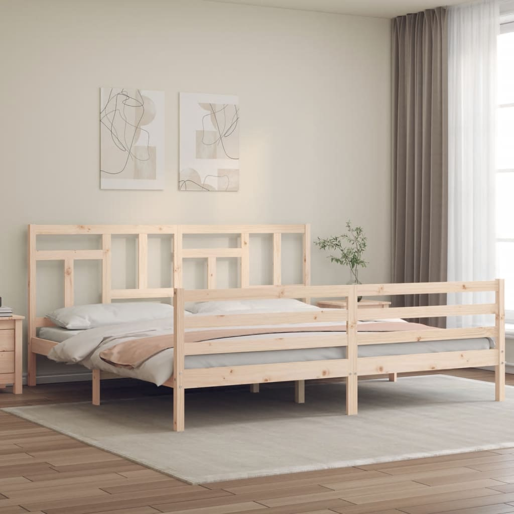 vidaXL Bed Frame with Headboard Super King Size Solid Wood - Sudd